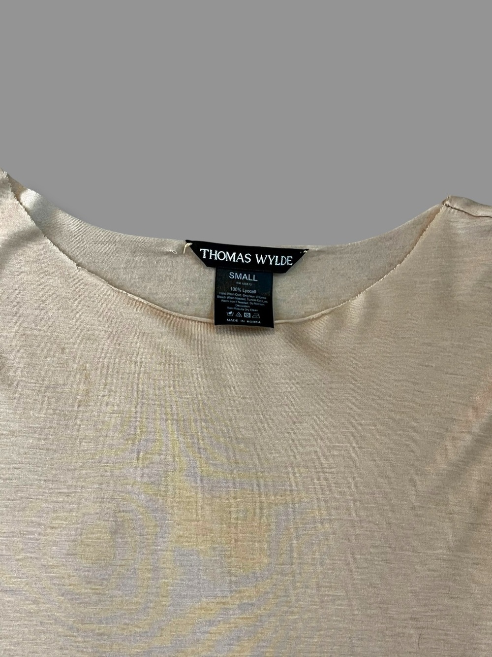 Thomas Wylde Knit Top Small Skeleton Print Sheer FLAW Beige Grunge Punk Moto - Picture 8 of 8